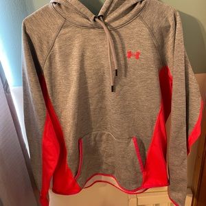 Grey and pinkish coral under armor sweatshirt